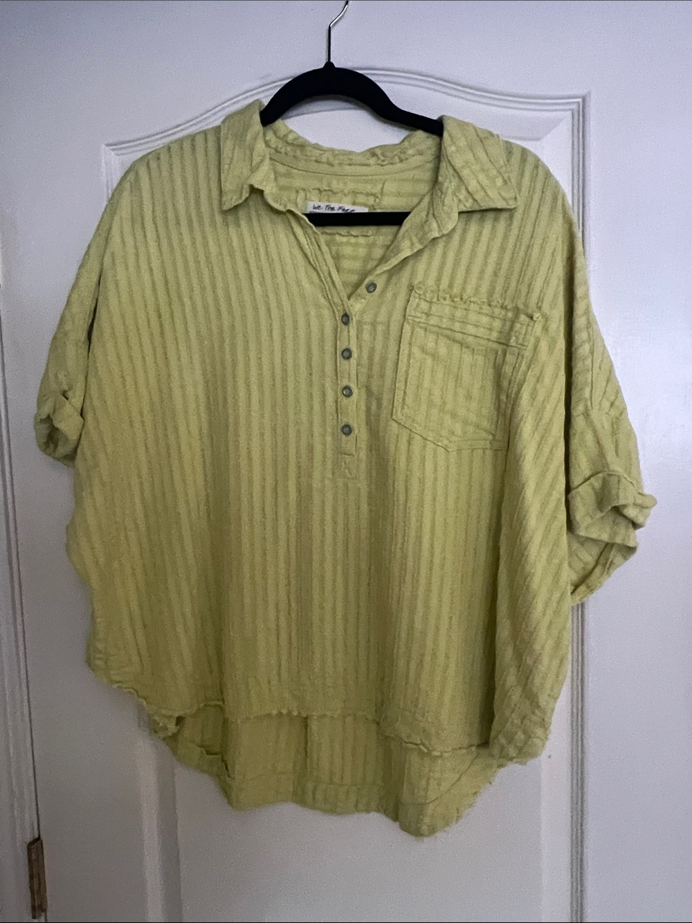 We The Free Light Green Casual Button Henley Shirt